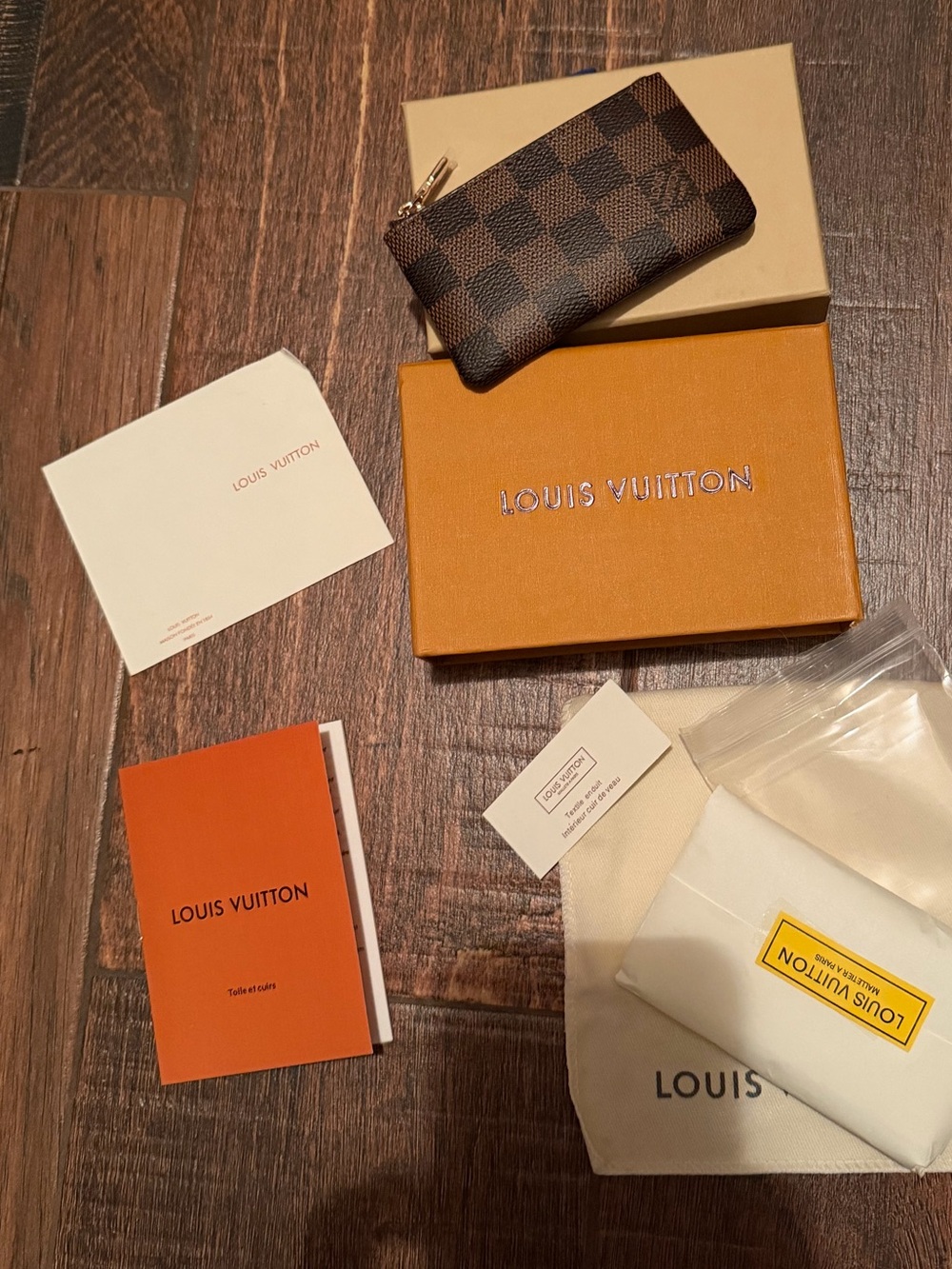 Louis Vuitton Brown Damier Ebene Key & Card Holder with Gold Hardware